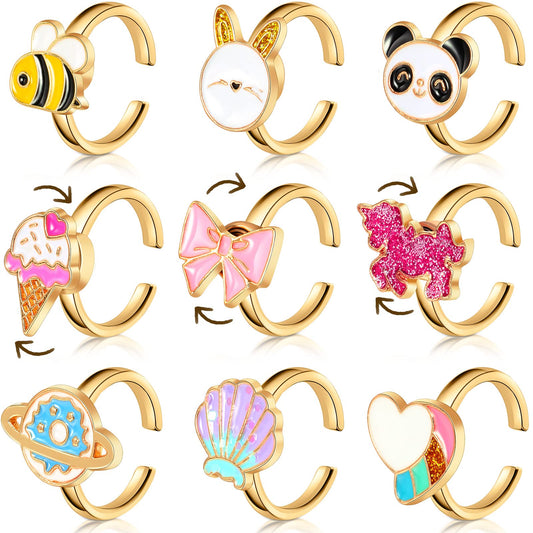 Sureio nine-piece spinner rings set, versatile mood-relief accessory for daily wear.