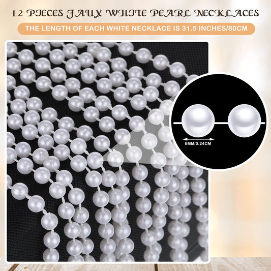 Sureio pearl necklace closeup with smooth beads for realistic costume details.