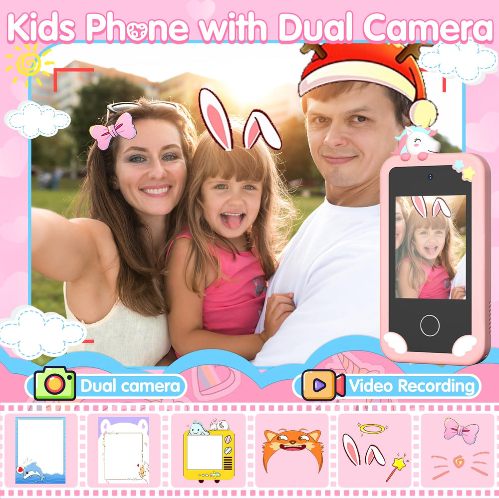 Surelect Kids Smart Phone pink held by child during learning activity.