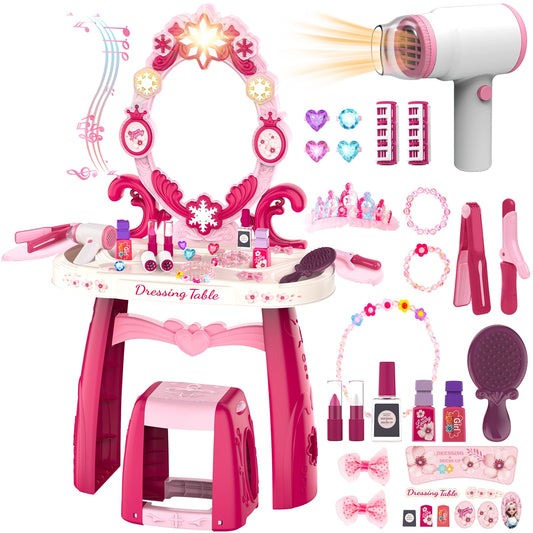 Surelect Toddler Vanity Table with Mirror, inspiring imaginative dress-up and pretend grooming.