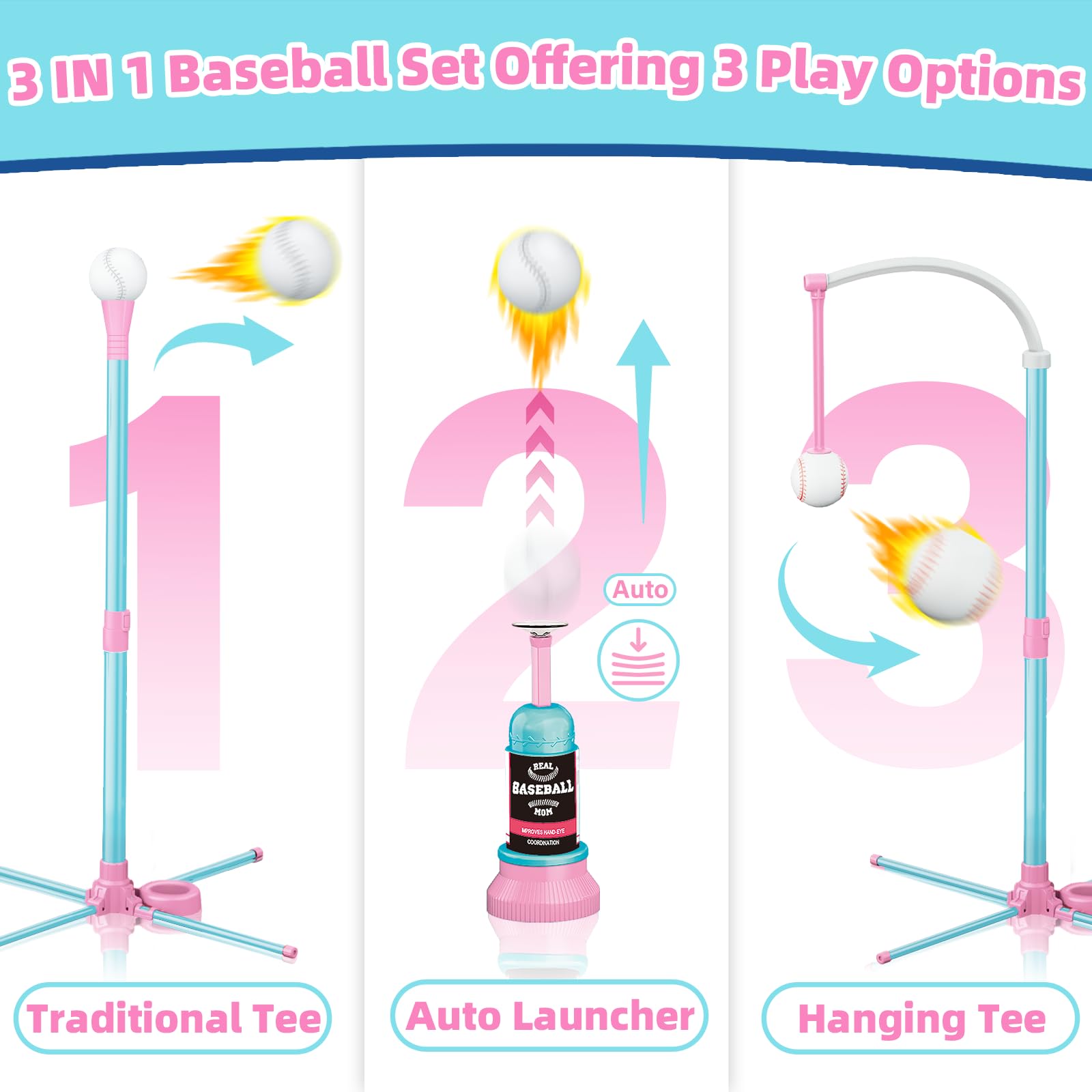 Surelect traditional tee setup supports steady swing practice and hand-eye coordination.