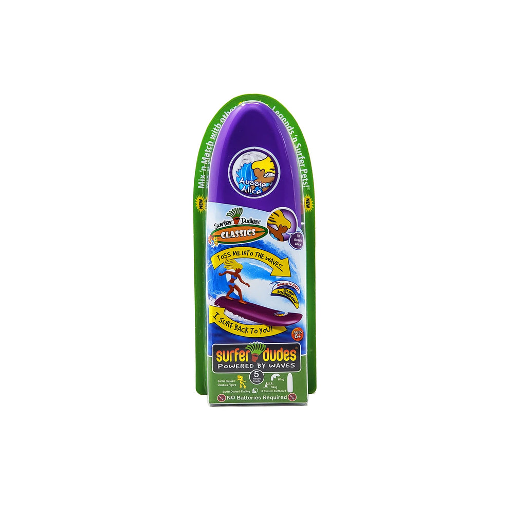 Surfer Dudes Classics self-righting surf boomerang returns after catching a wave.