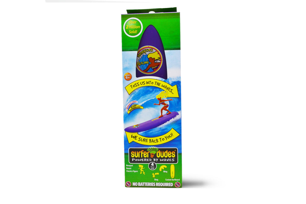 Surfer Dudes Classics surfboard toy invites backyard or beach play in bright sand.