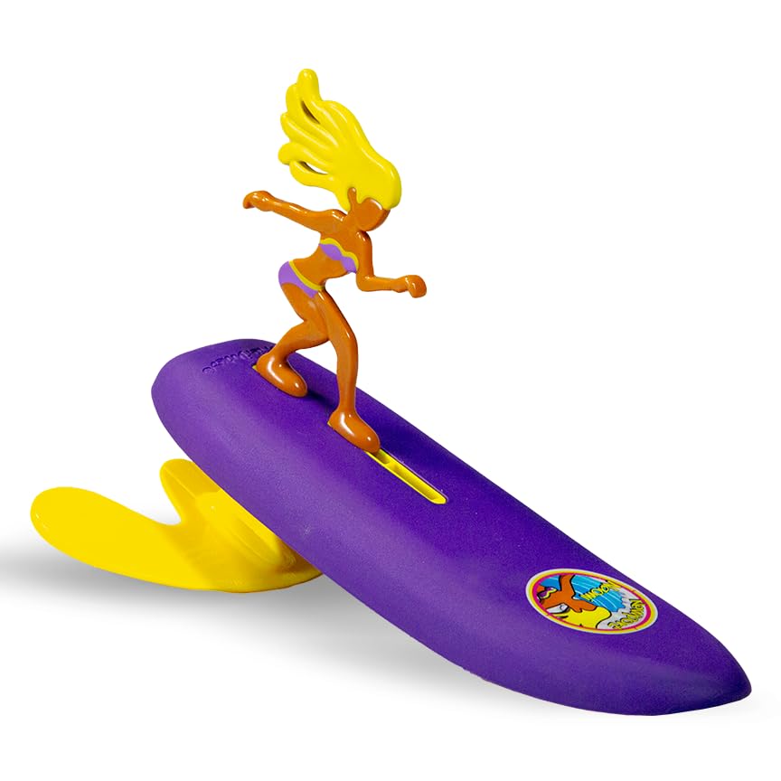 Surfer Dudes Classics wave-powered mini-surfer ready for waves and sunny beaches.