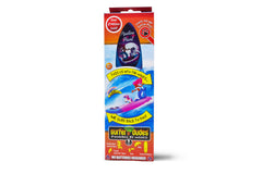 Surfer Dudes Pets mini surfer beside a playful pet, ideal for family seaside fun.