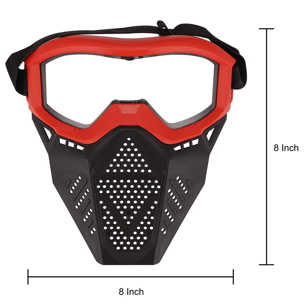 Surper tactical mask clear lens close-up highlights eye protection.