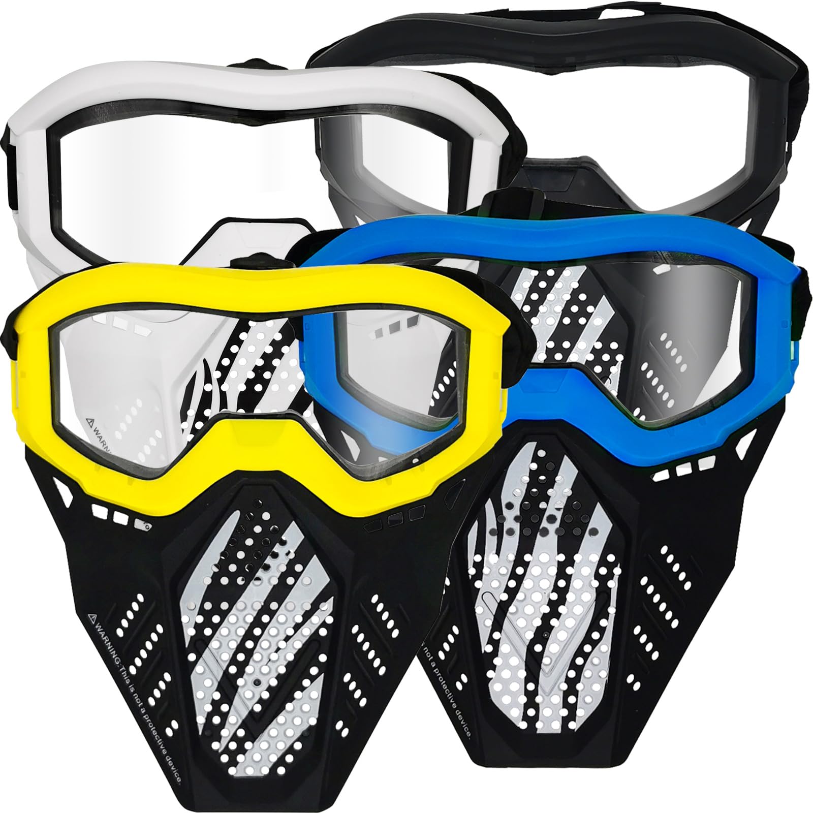 Surper Nerf Rival blue mask on a player, comfortable fit for long gameplay.