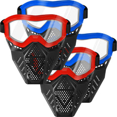 Surper tactical mask front view with red and blue variants for Nerf Rival battles.