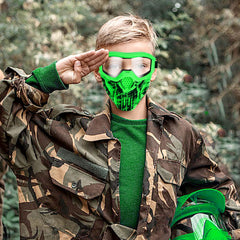 Surper mask set includes red and green colors for team play.