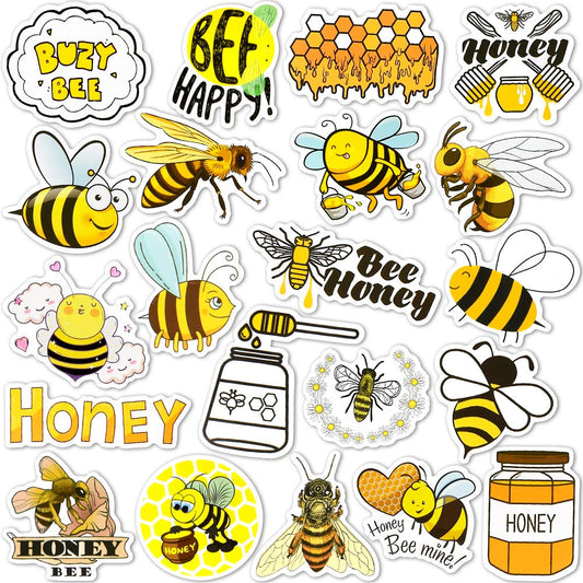 SUSIHI Bee Stickers on water bottles add vibrant, reusable decor.