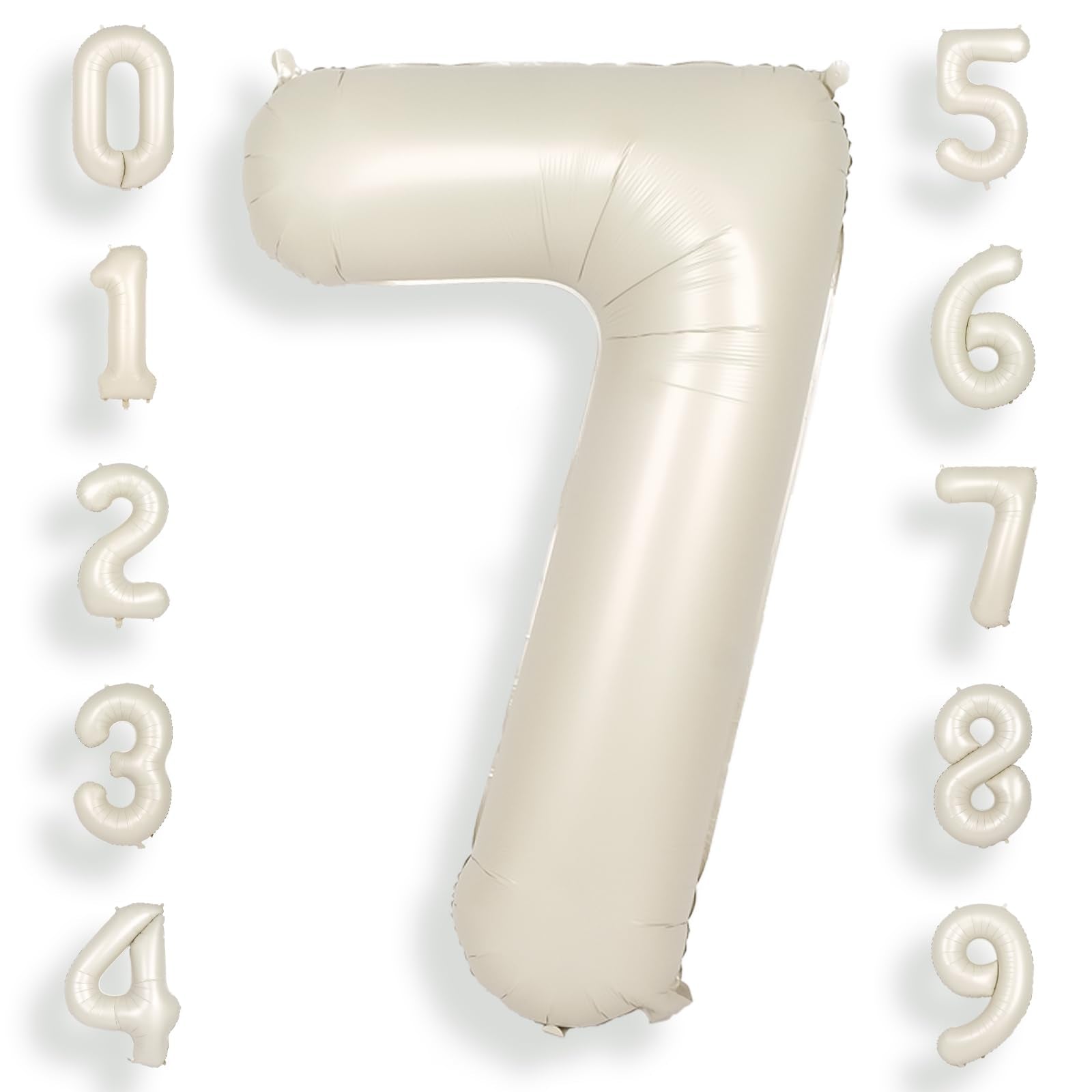 SUWEN 40-inch cream white number 7 balloon, bold birthday centerpiece