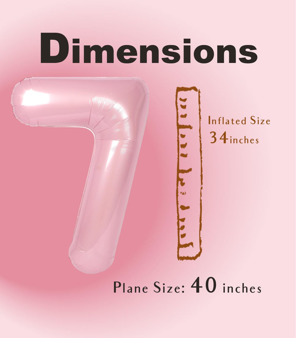 SUWEN pink number 7 balloon, waterproof and durable for indoor or outdoor use.