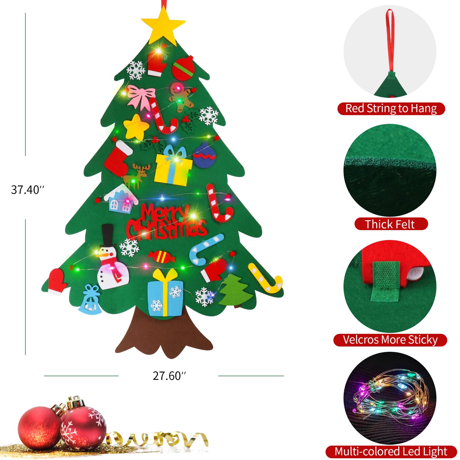 30-LED multicolor lights wrap around the tree for magical holiday glow
