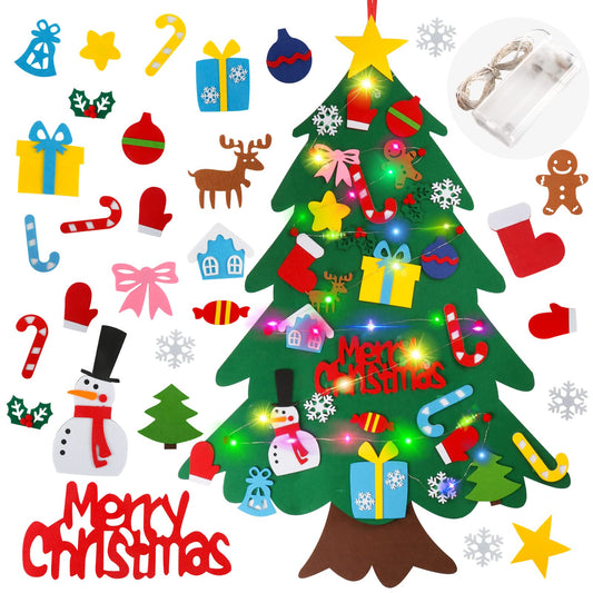 Suweor Upo felt Christmas tree mounted on wall with multicolor LEDs for cozy decor