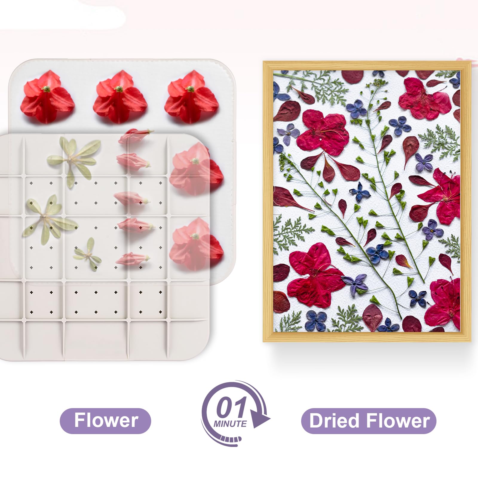 Suziko large microwave flower press 9x9 inches fits more blooms at once.