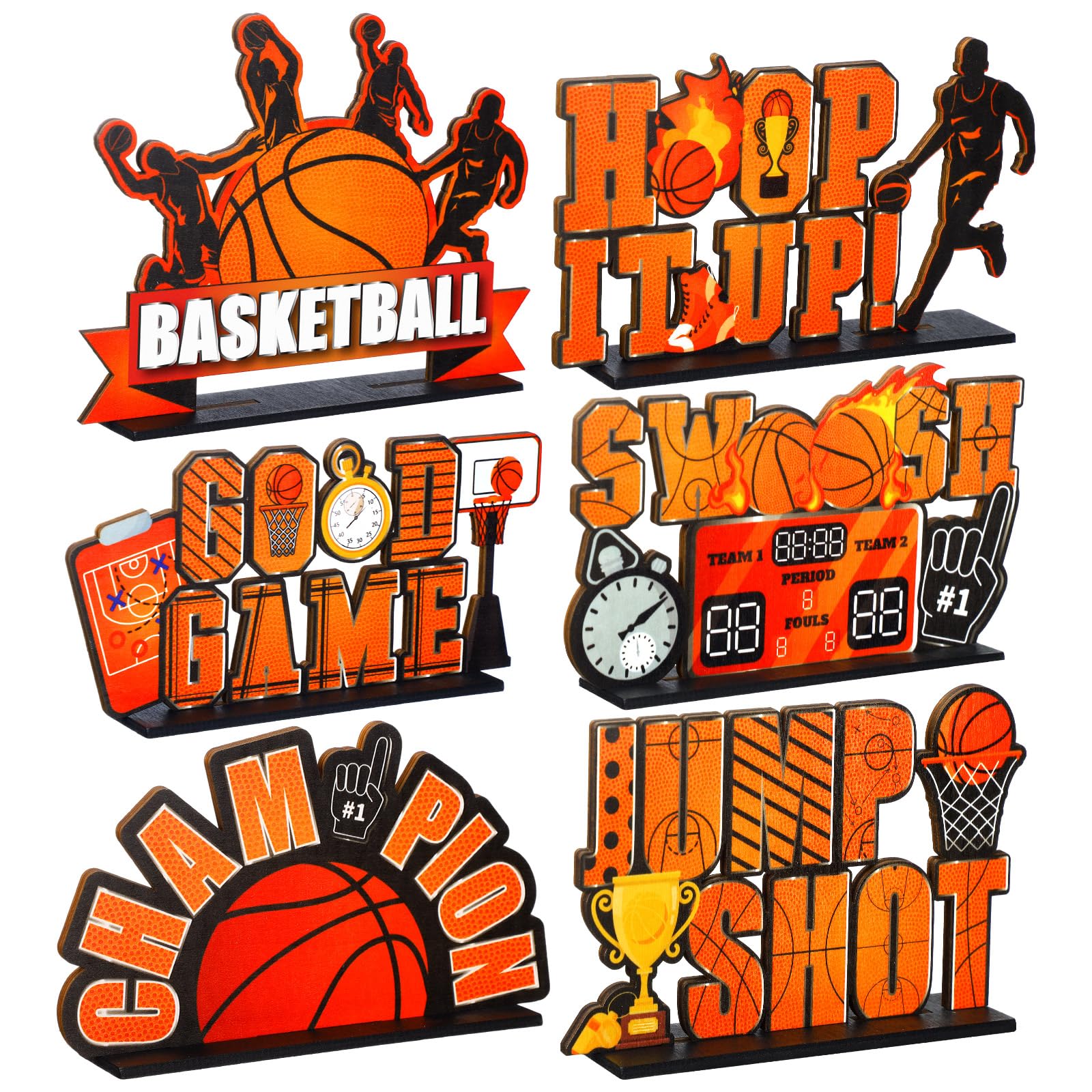 Suzile basketball wooden table decor centerpiece for a festive birthday setup