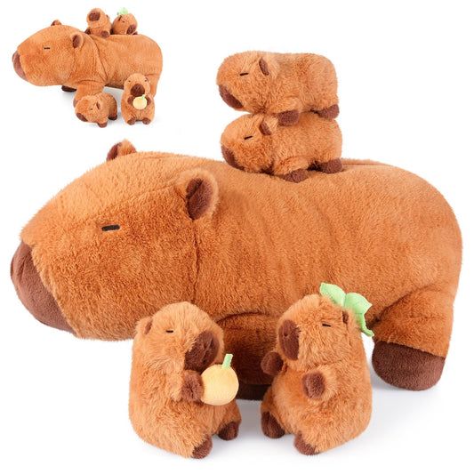 SuzziPals capybara mommy with four babies plush set for cuddling and imaginative play.