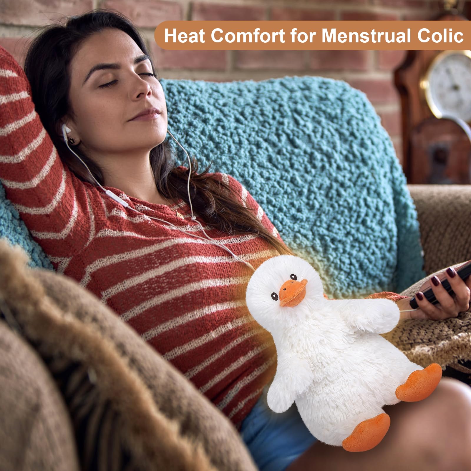 SuzziPals 10-inch white duck plush doubles as a comforting heat pad