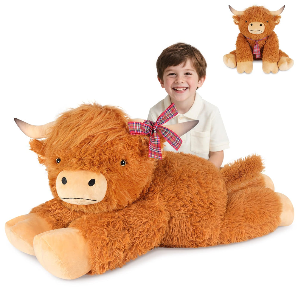 SuzziPals 43 inch Highland Cow plush full figure for giant hugs and comfort