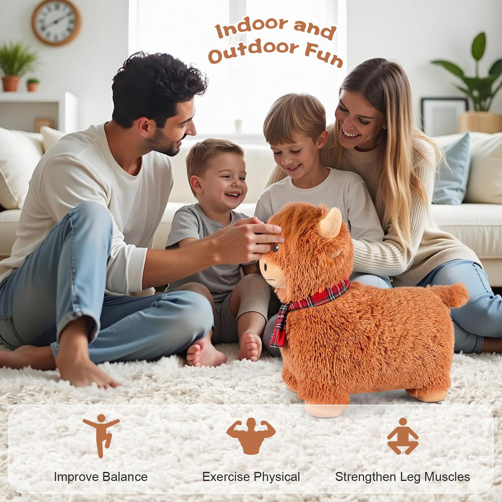 SuzziPals Highland Cow inflation pump area, enables quick setup for instant hopping fun