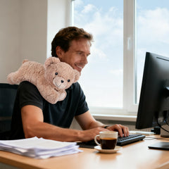 SuzziPals Brown Teddy Bear stress relief through gentle warmth.
