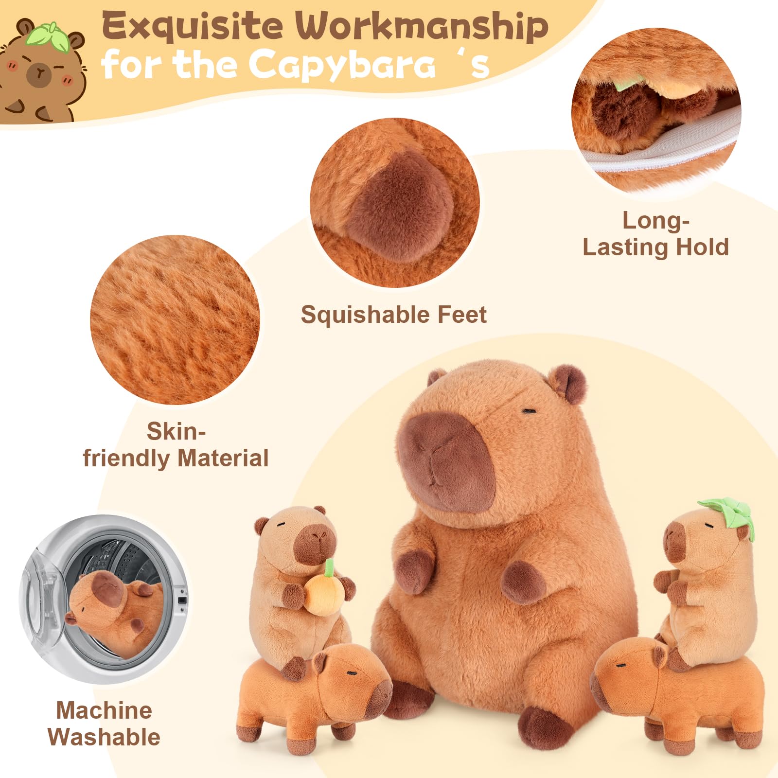SuzziPals Capibara soft fabric – ultra-hugable plush for comforting moments.