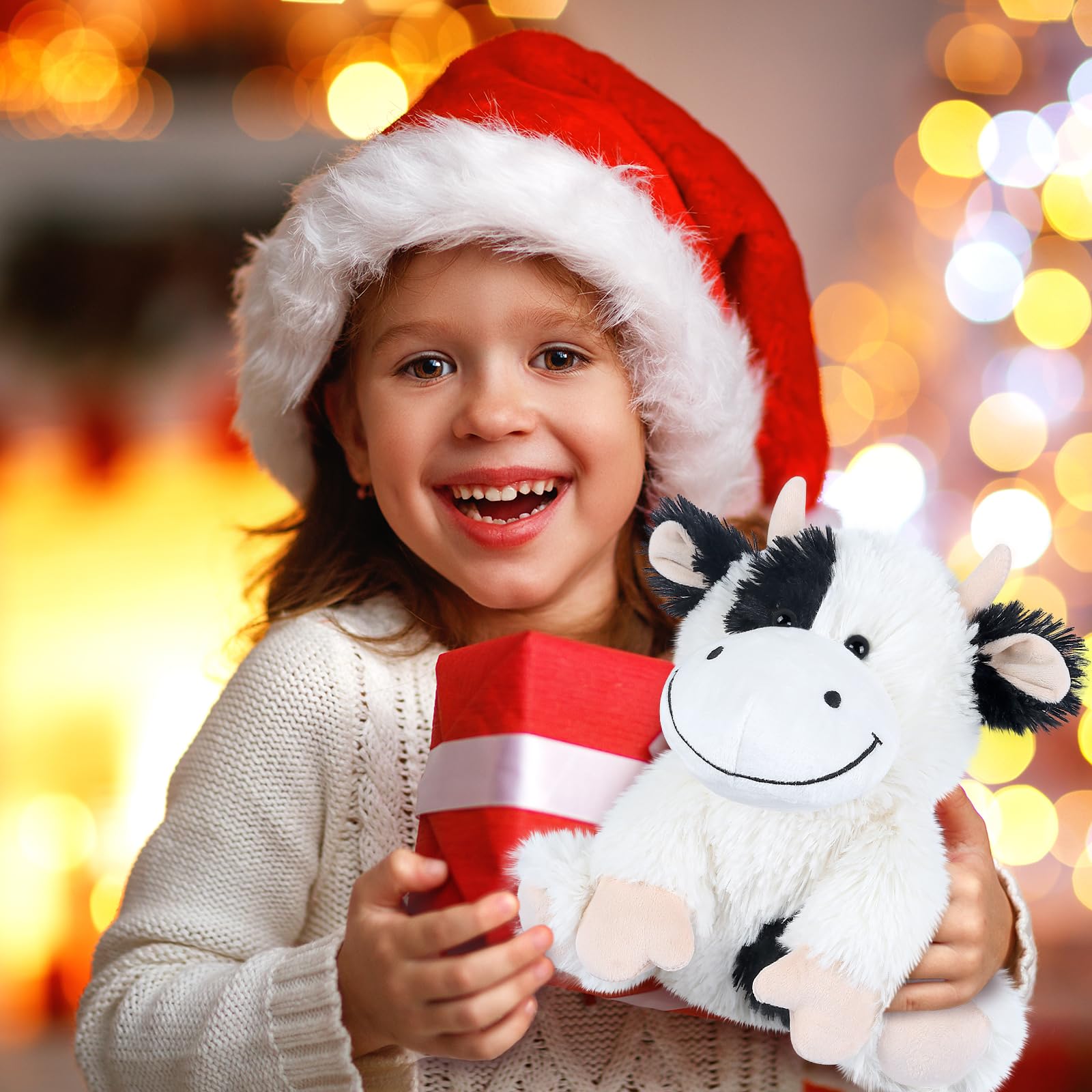 SuzziPals Heatable Cow Plush kid-friendly companion for bedtime and travel.