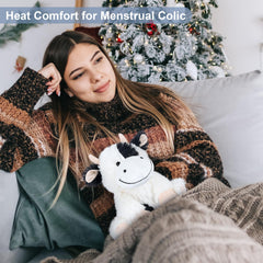 SuzziPals Heatable Cow Plush microwave usage shows safe warming method.