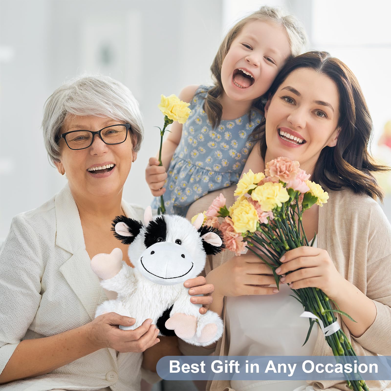 SuzziPals Heatable Cow Plush serves as a relaxation aid for stress relief.