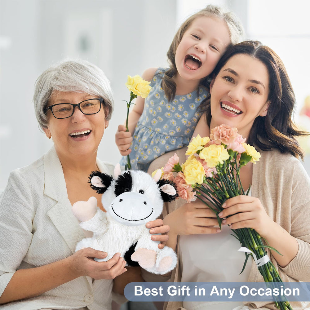 SuzziPals Heatable Cow Plush serves as a relaxation aid for stress relief.