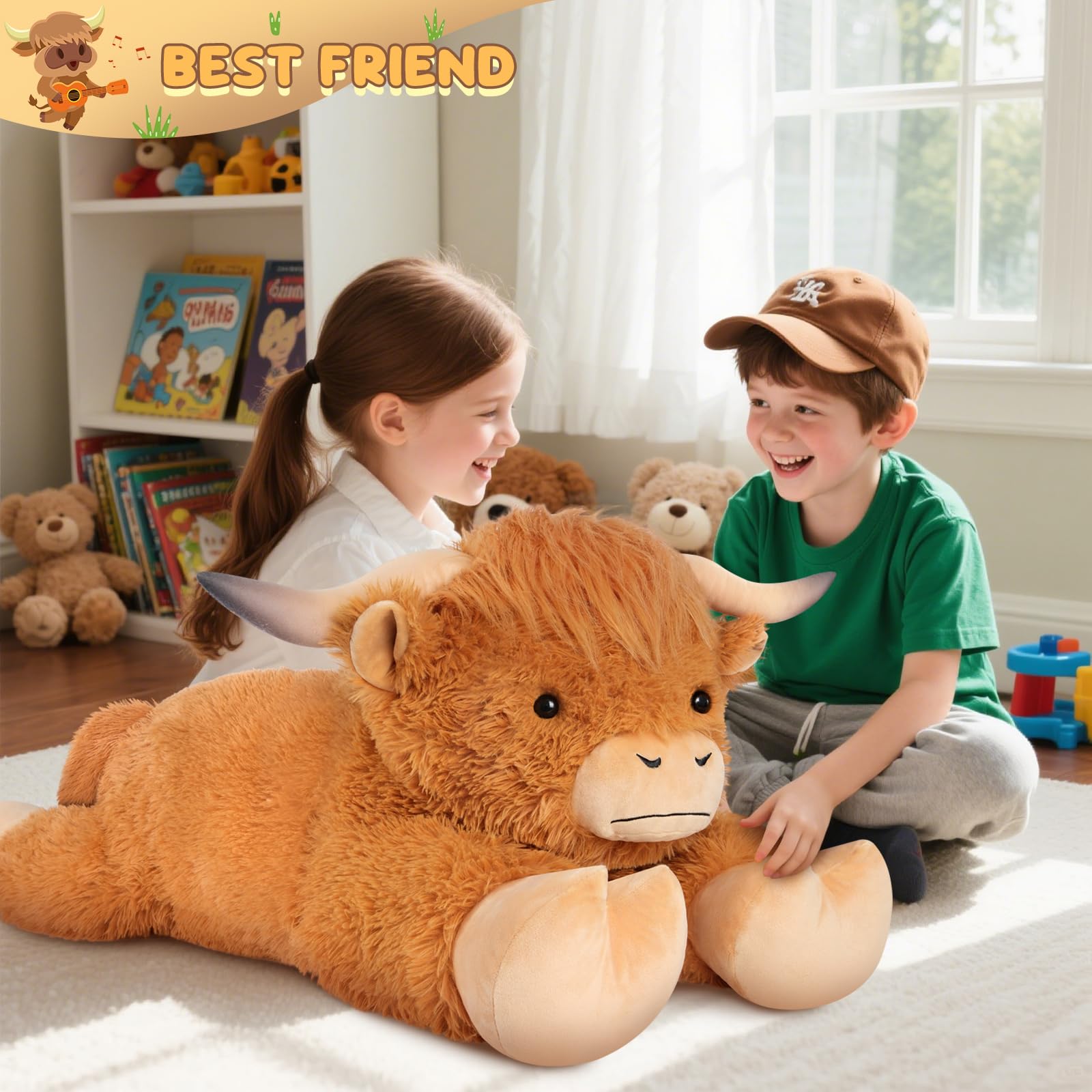 SuzziPals emotional-support cow plush, versatile decor with comforting presence