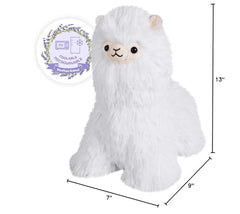 Travel-friendly SuzziPals llama plush resting on a pillow for comfort.