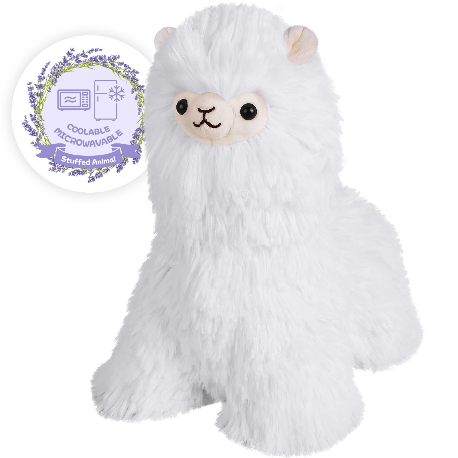 SuzziPals Llama heated plushie in full view, showing cozy warmth and secure stitching.