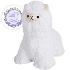 SuzziPals Llama heated plushie in full view, showing cozy warmth and secure stitching.