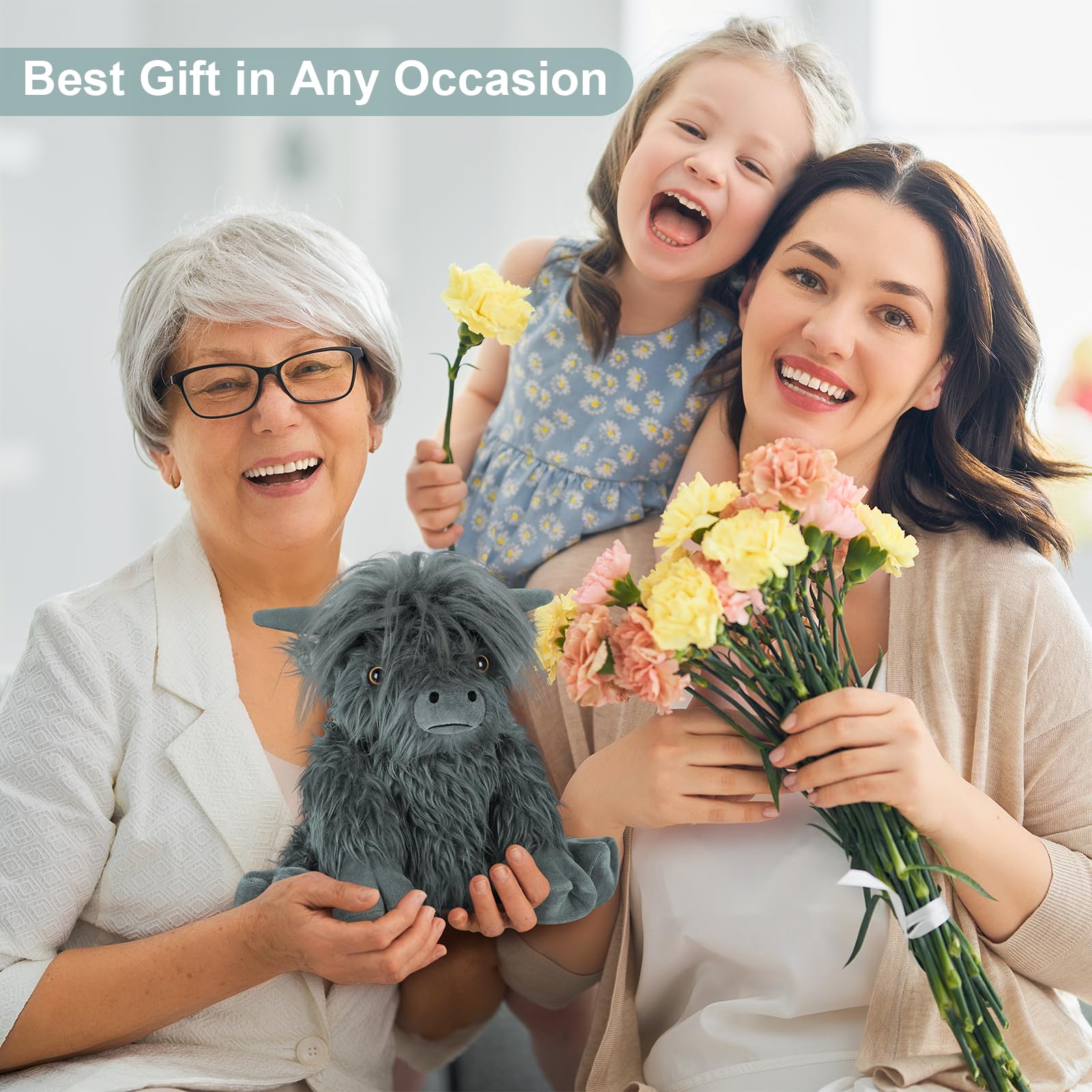 SuzziPals travel-friendly cow plush serves as a comforting on-the-go companion.