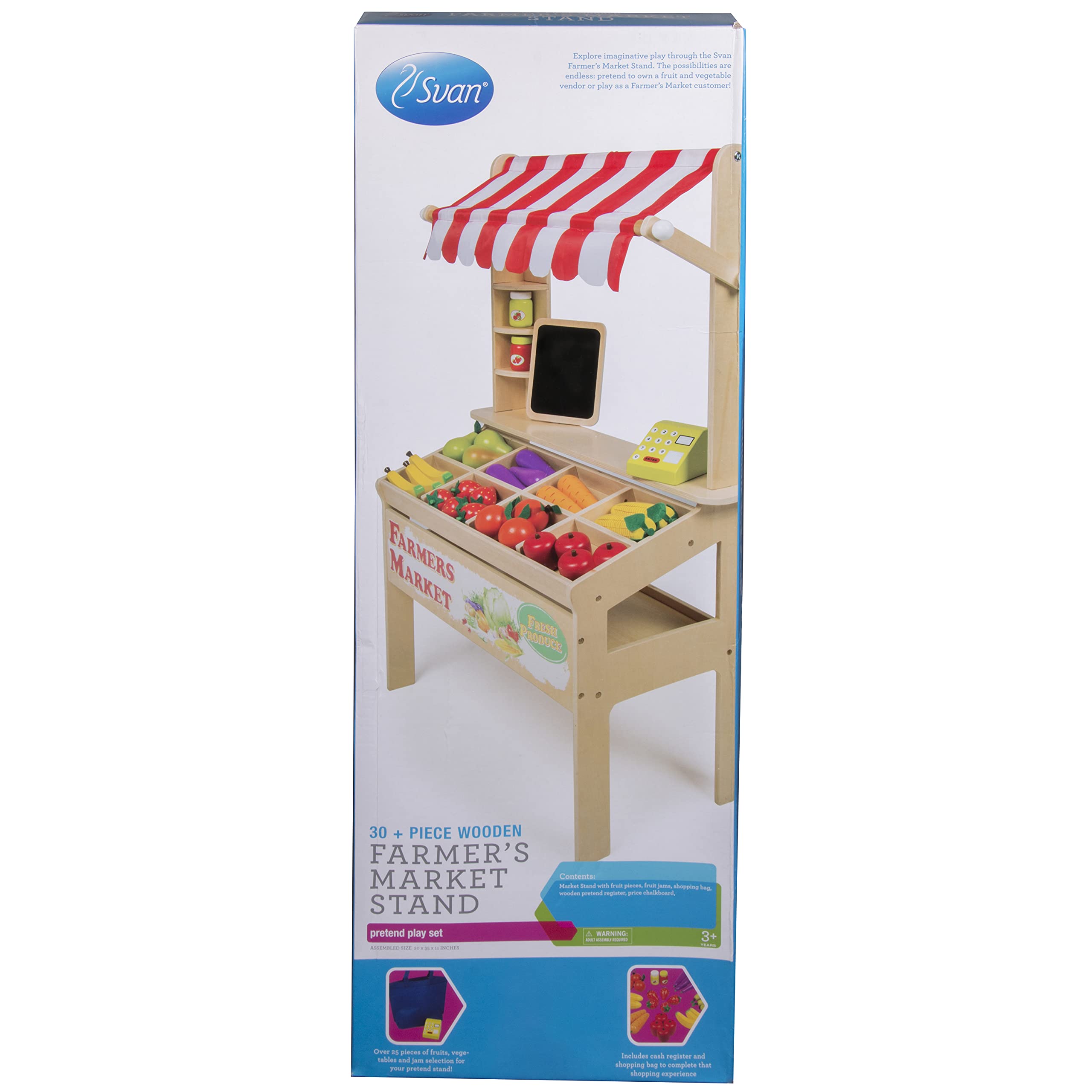 Svan wooden grocery set assembly showcases sturdy natural wood.
