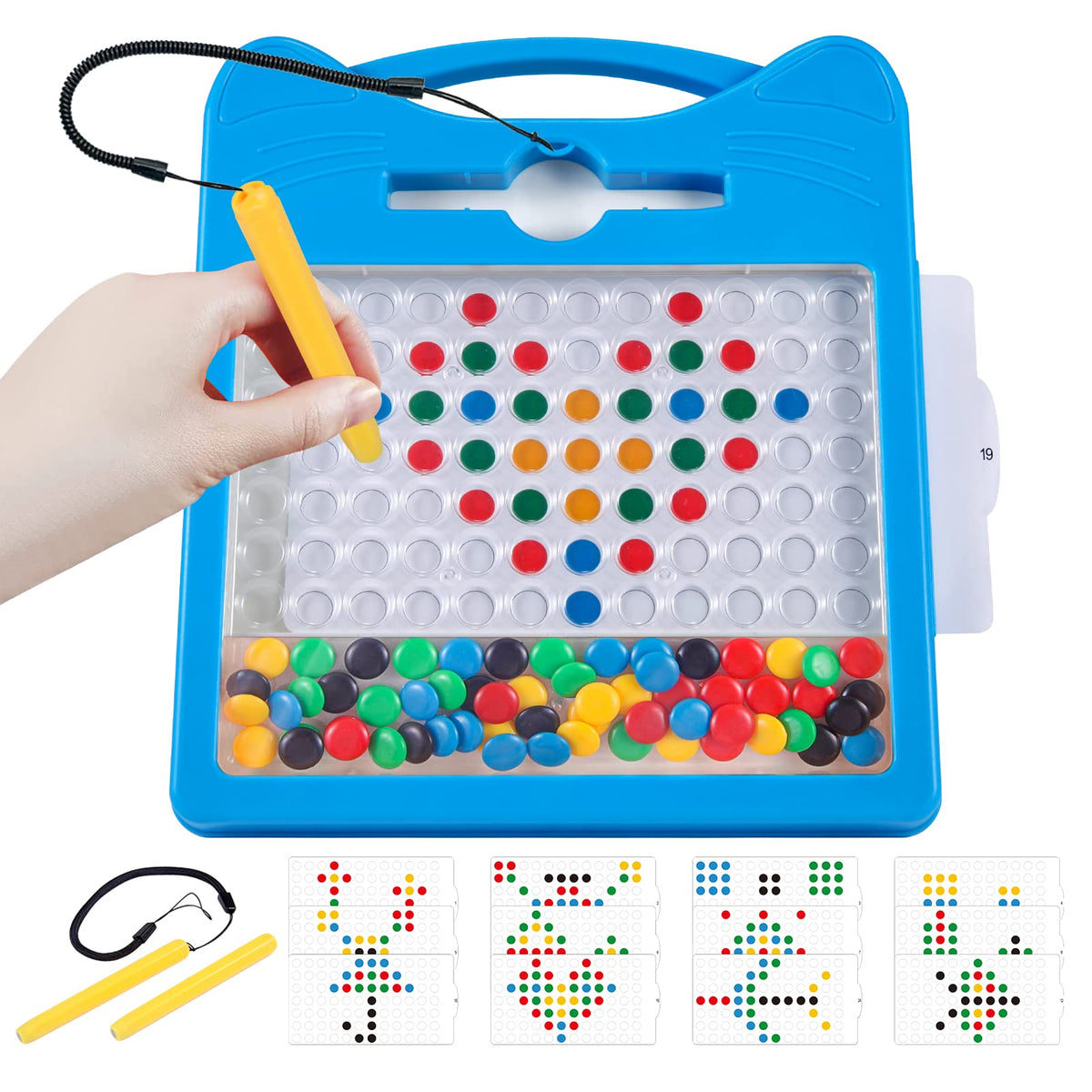 Svance magnetic drawing board for kids with blue cat theme encourages creative play.