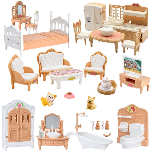 SwankyStyle 36Pcs dollhouse kitchen setup for realistic play and imaginative cooking scenes