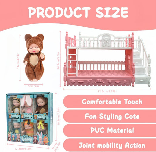 SwankyStyle tiny dolls wearing hand-sewn animal outfits.