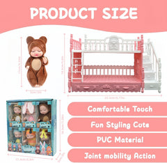 SwankyStyle tiny dolls wearing hand-sewn animal outfits.