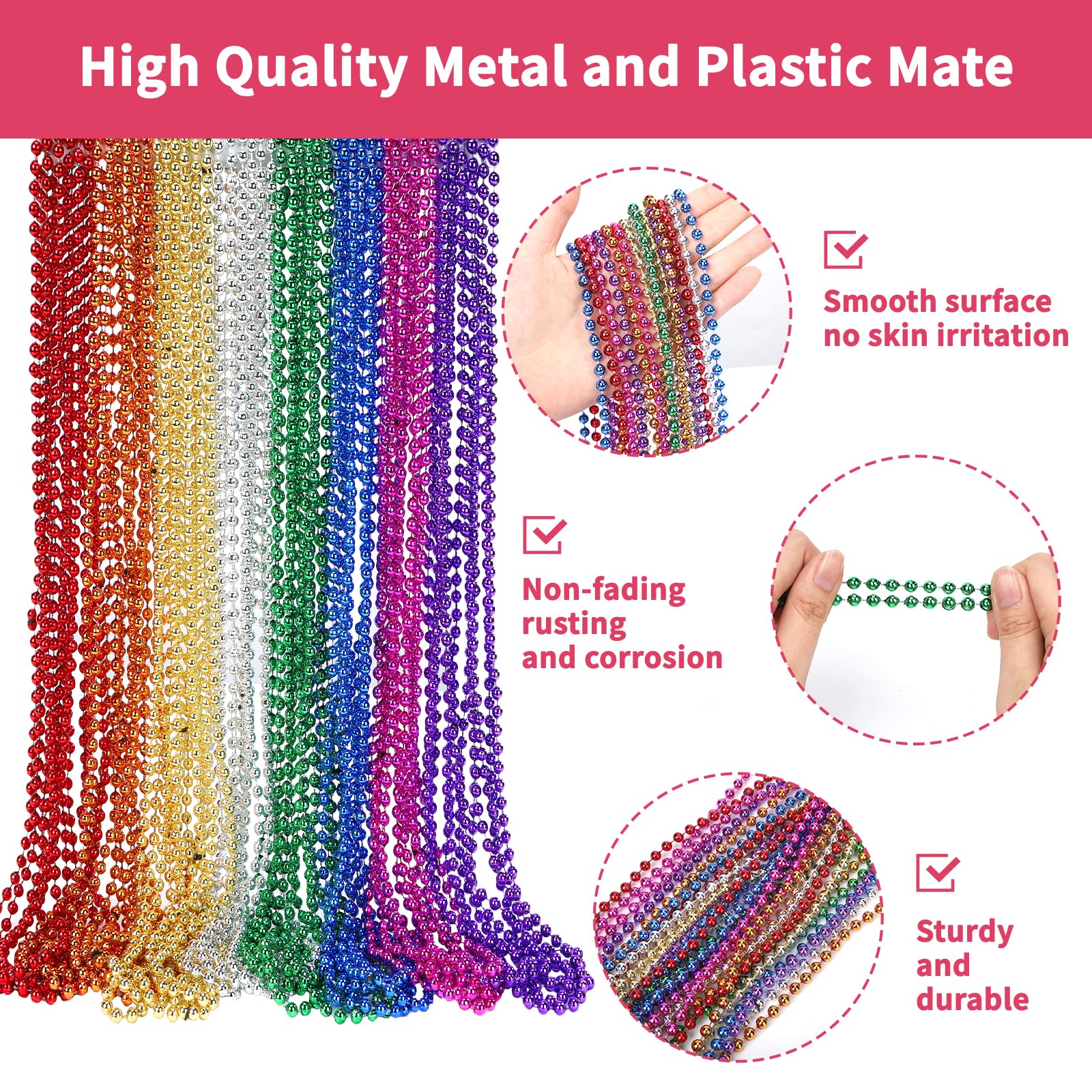 SWANUCKY rainbow beads in eight colors brighten party decor.