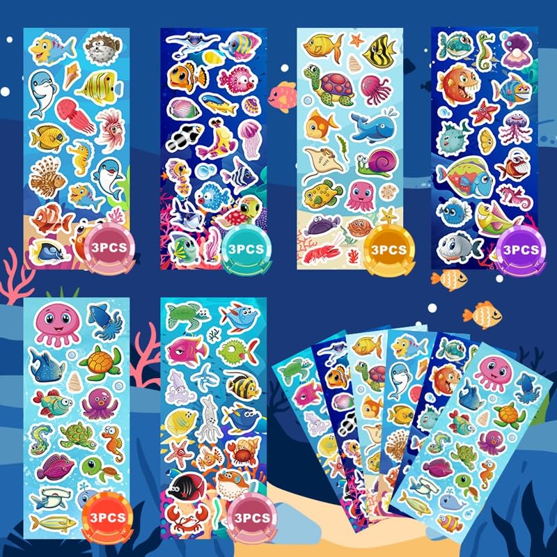 SWARKOL ocean stickers whales-dolphins promote imaginative play on surfaces