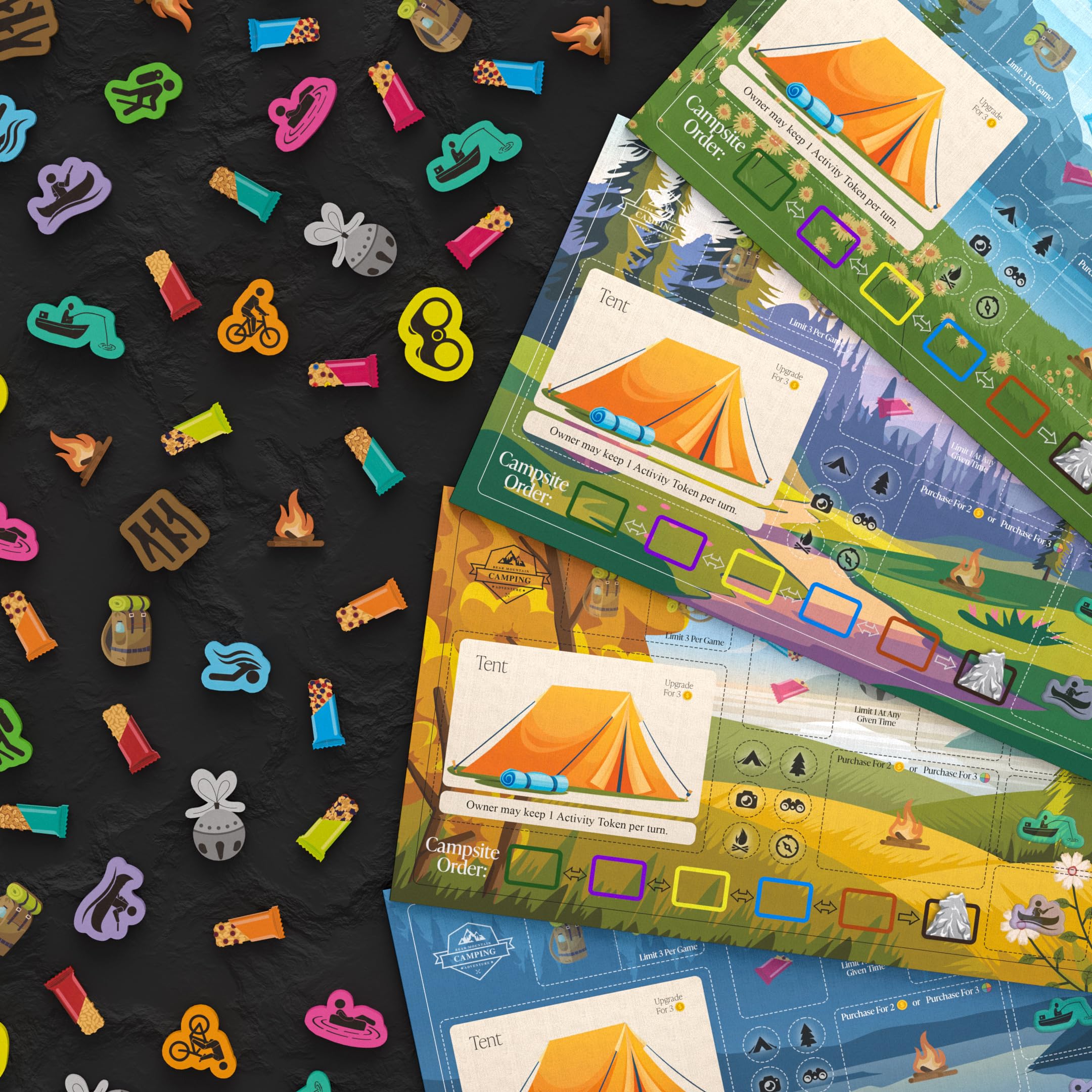 SweaterBear Games wildlife bells and campfire supplies evoke cozy outdoor evenings.