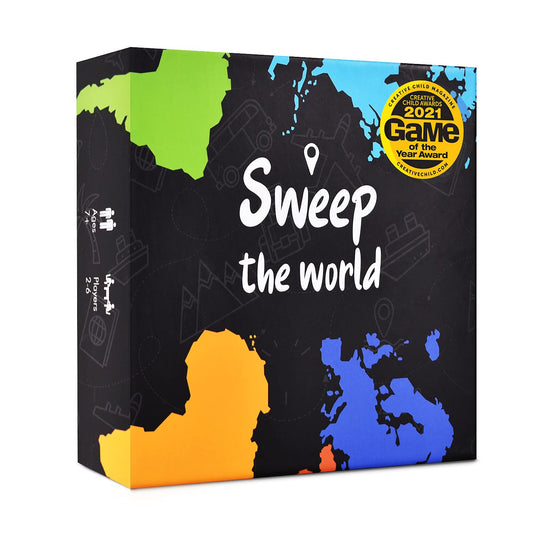 Sweep the World card game geography cards displayed for engaging learning and fun.