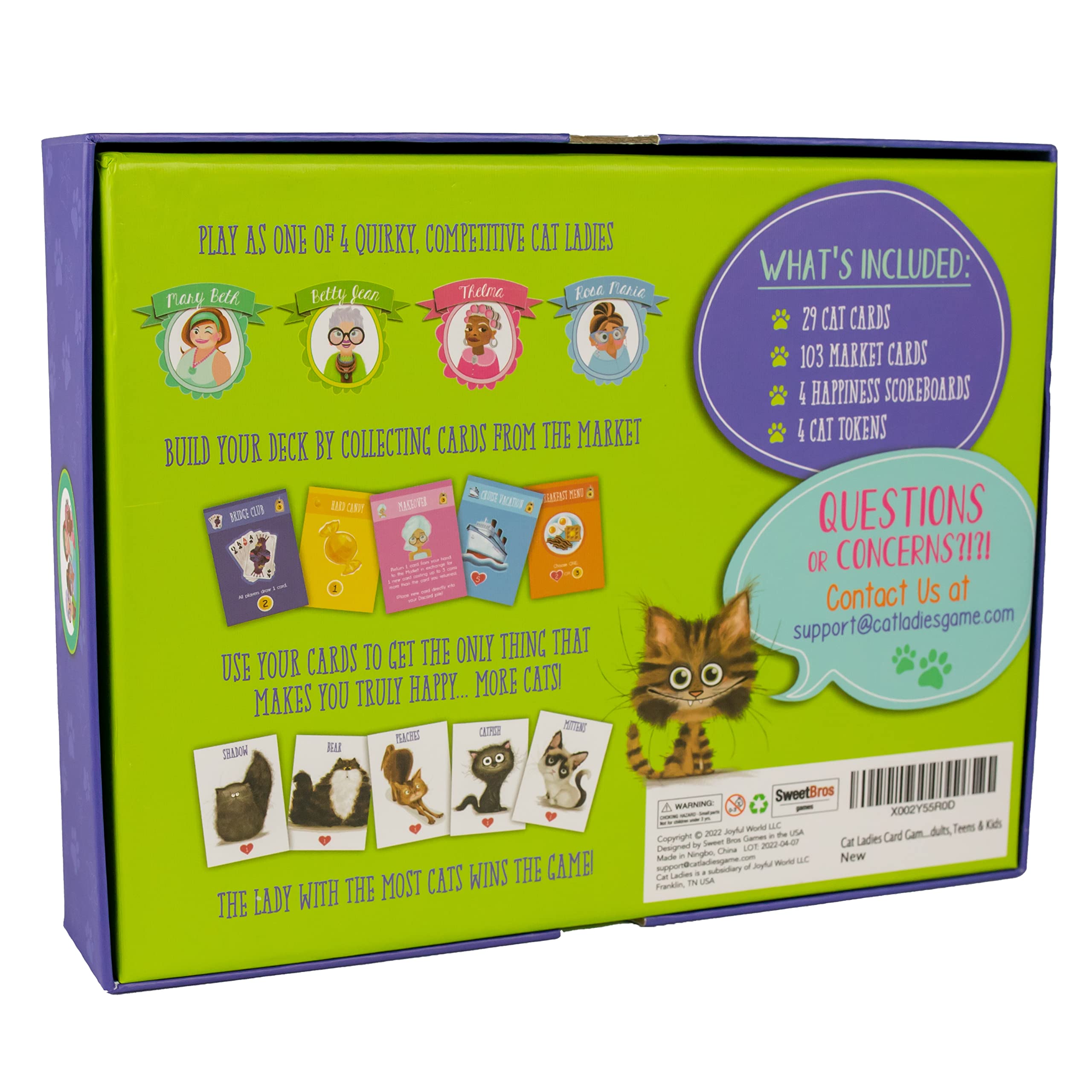Sweet Bros Games Cat Ladies Maple Street cards-illustration celebrate adorable feline personalities.