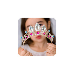 SWEETV Rapunzel tiara front view with colorful crystals for a princess look.