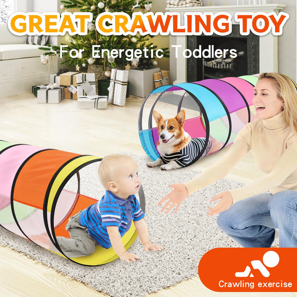 SweHouse tunnel with two mesh sides enhances visibility for peekaboo play.