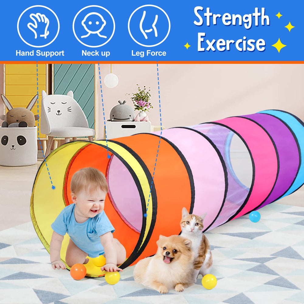 Child crawls through SweHouse tunnel encouraging gross motor play