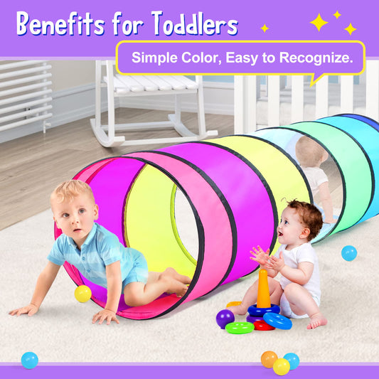 SweHouse rainbow tunnel with pop-up frame for quick setup and play.
