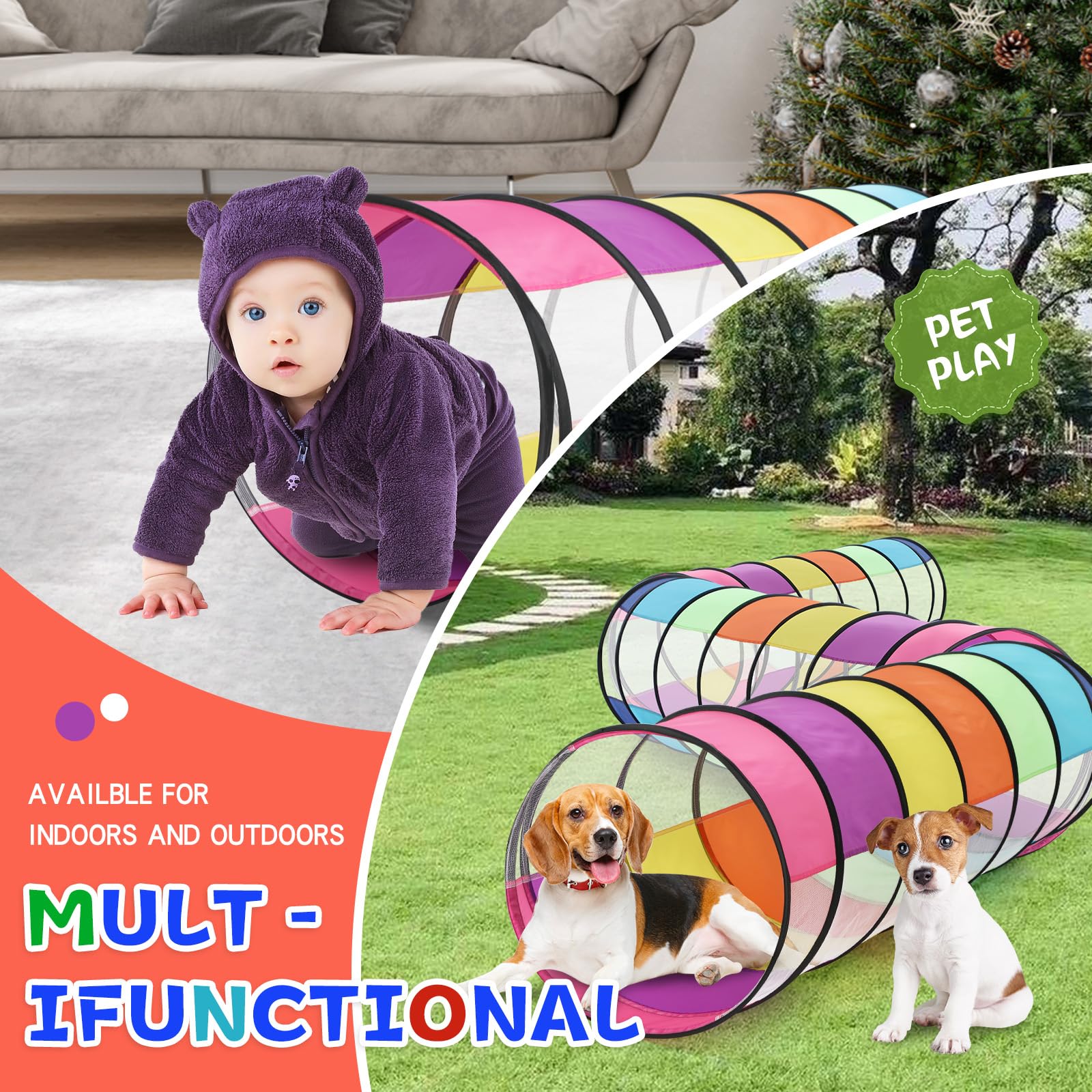 SweHouse toddler crawl tunnel in bright colors boosts exploratory imagination